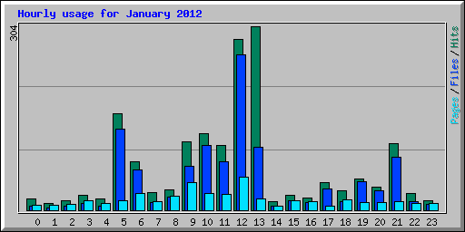 Hourly usage for January 2012